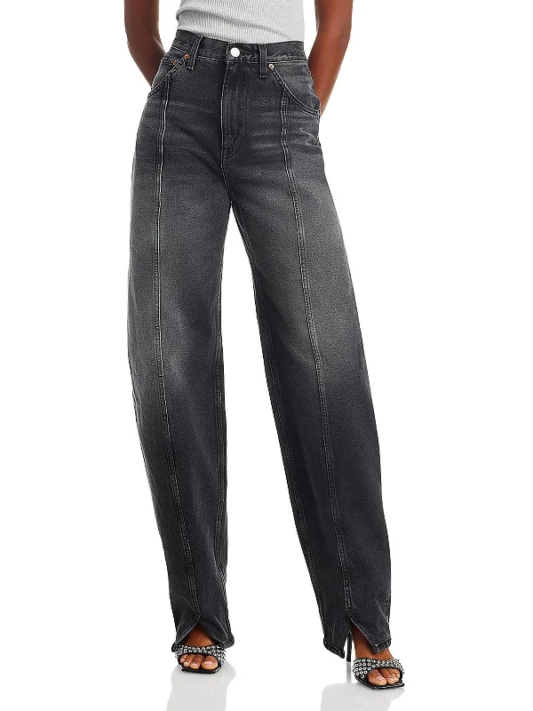 Comfortable And Versatile Womens Denim Seamed Wide Leg Jeans