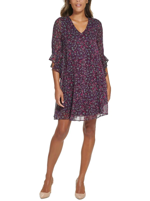 Creative Prints Womens Floral Mini Shift Dress