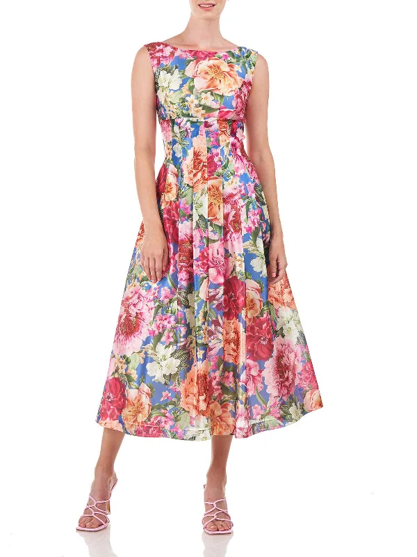 Must-have For Fashion Womens Floral Pleated Cocktail and Party Dress