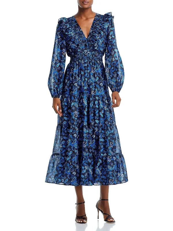 Exquisite Tailoring Womens Paisley Mid Calf Maxi Dress