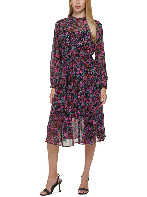 Versatile Items Womens Smocked Calf Midi Dress