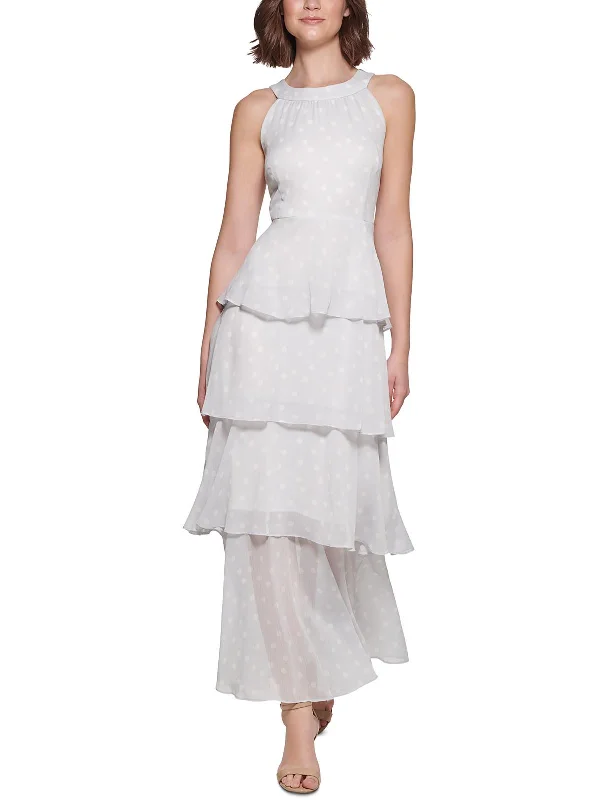 Luxury Style Womens Tiered Maxi Halter Dress