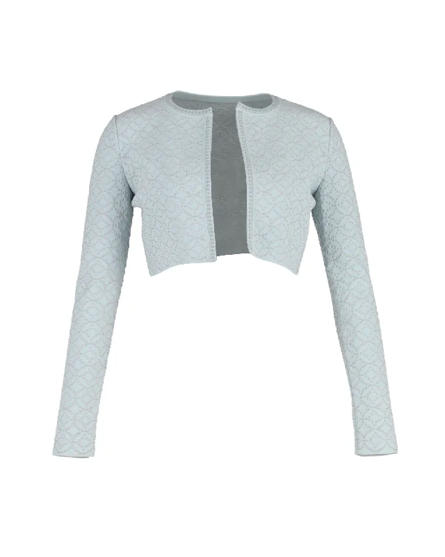 Personalized Clothing Alaia Cropped Open-Front Jacket in Blue Polyester