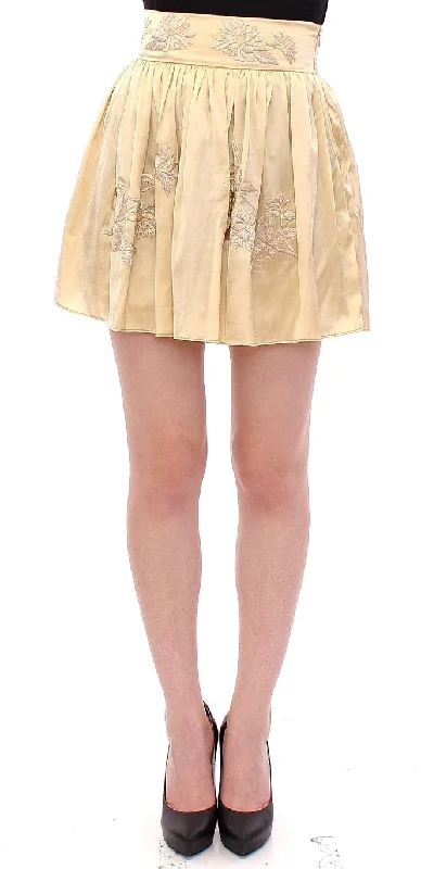 Unique Prints Andrea Incontri  Floral Embroidery Mini Women's Skirt