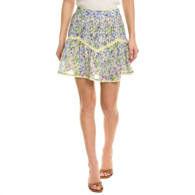 Lively And Youthful Anna High Waisted Mini Skirt In Yellow Floral