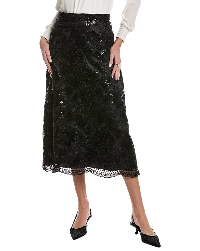 Fashion Style Anne Klein Sequin Mesh A-Line Skirt