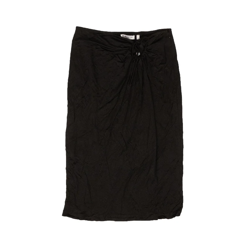 Tropical Style Black Polyester Keyhole Flare Skirt