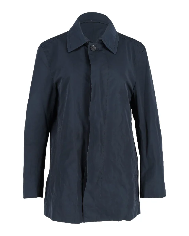 Exquisite Fabrics Boss by Hugo Boss Coat in Navy Blue Polyester
