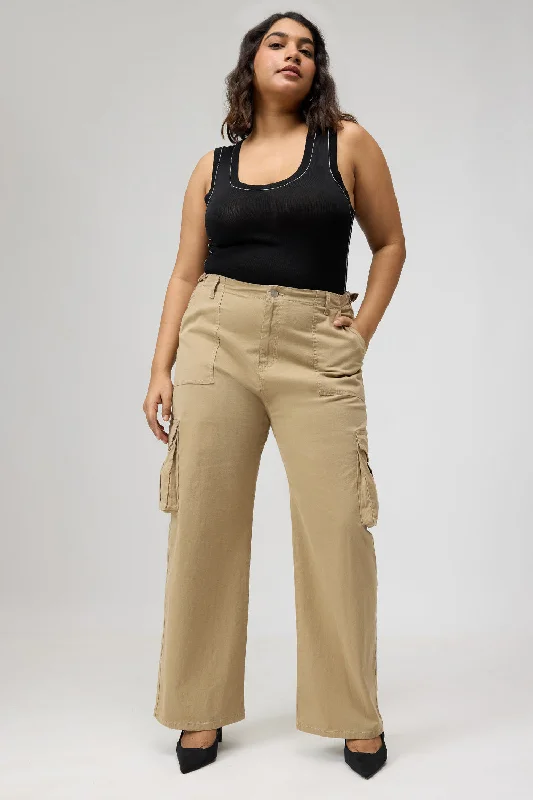 Perfect Tailoring Curve Dark Beige Cargo Jeans