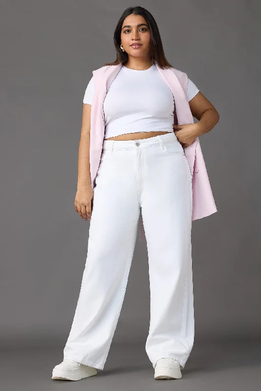 Stretch Design Santorini Chic White Wide Leg Jeans