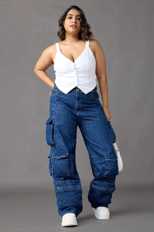 Elegant Wear Pocket Power Curvy Cargo Pants