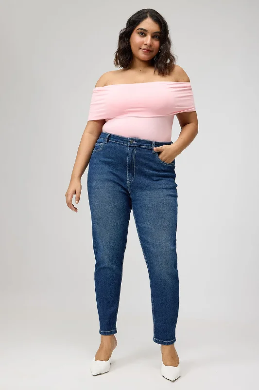 French Style Curve Sculpting Blue Skinny Jeans