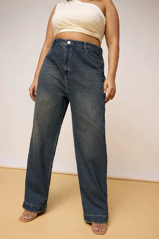 New Autumn And Winter Styles Ultimate Curve Weathered Cobalt Straight Leg Jeans
