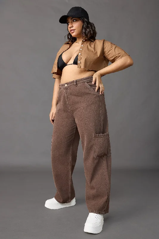 French Style Curve Rich Timber Tones Straight Jeans