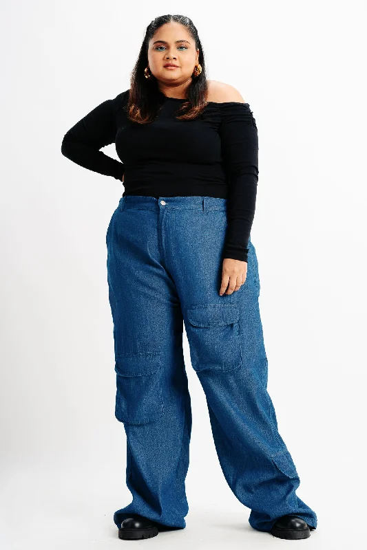 Luxury Style Elasticated Lightweight Cargo Denim Pants