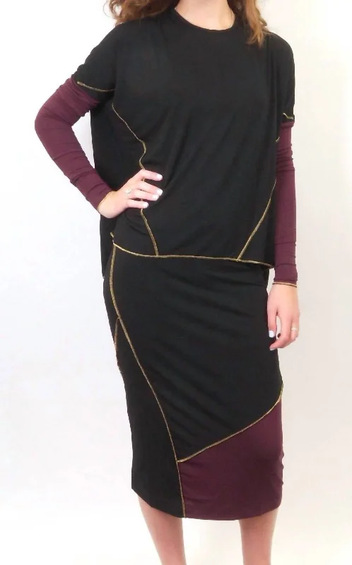 Boutique Recommendation Etsu Skirt In Black/wine