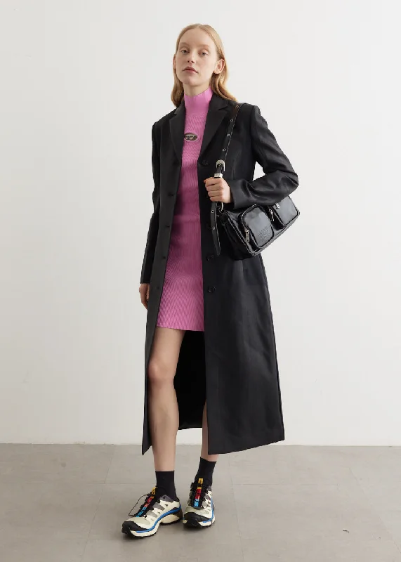 Fashionable Inner Wear G-Lamour Giacca Wet Look Wool Coat