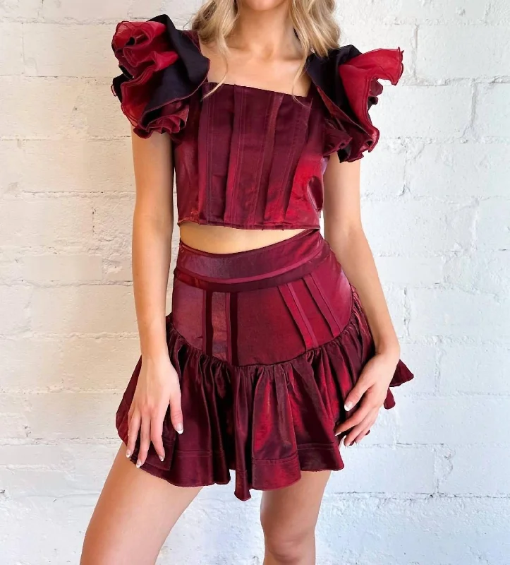 Autumn Selection Hailey Cognac Skirt In Red