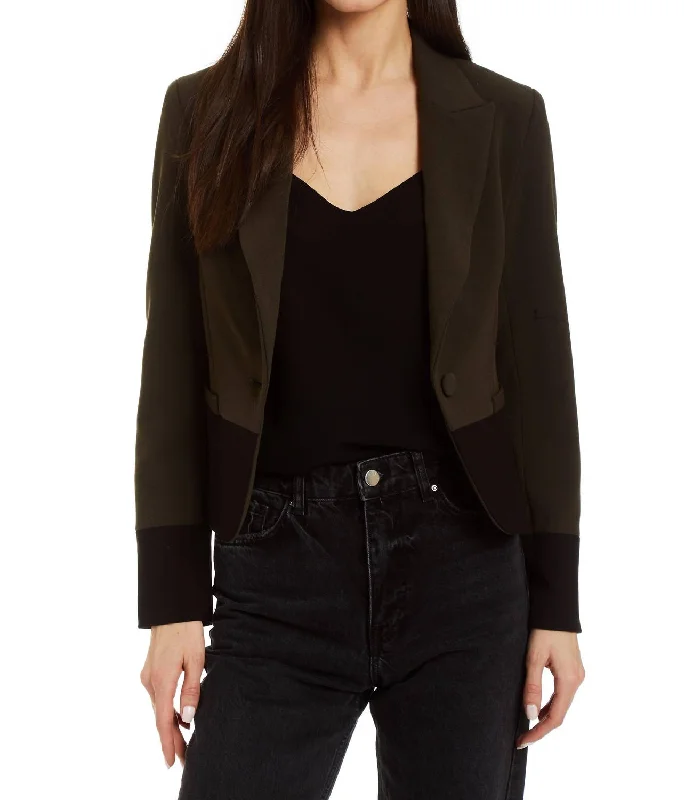 Embroidery Design Harley Blocked Jacket In Army