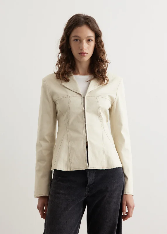 Youthful Street Fashion Herringbone Canvas Fitted Blazer