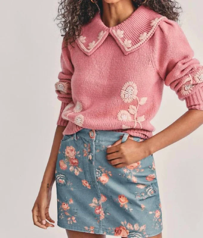 Basic Version Hollywood Corduroy Mini Skirt In Faded Denim