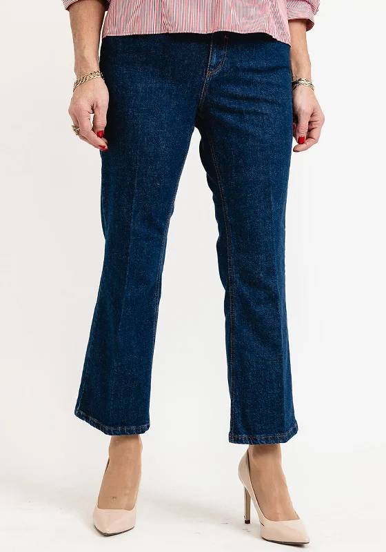 Boutique Recommendation iBlues Under Cropped Bootcut Jeans, Dark Blue Denim