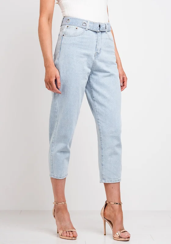 Fresh And Capable Jovonna Acid Wash Cropped Mom Jeans, Blue
