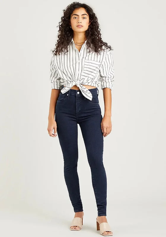 High Street Design Levis® Womens Mile High Super Skinny Jeans, Bruised Heart Black 0169
