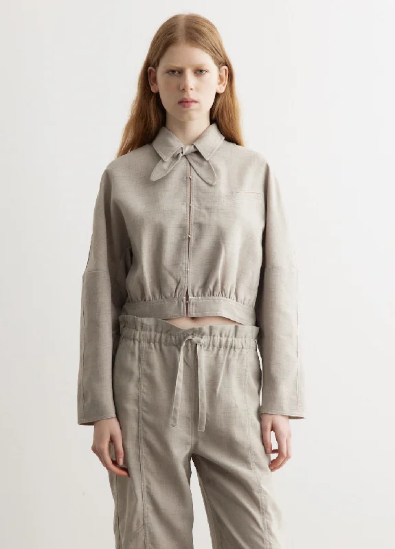 Elegant Temperament Light Melange Suiting Short Jacket