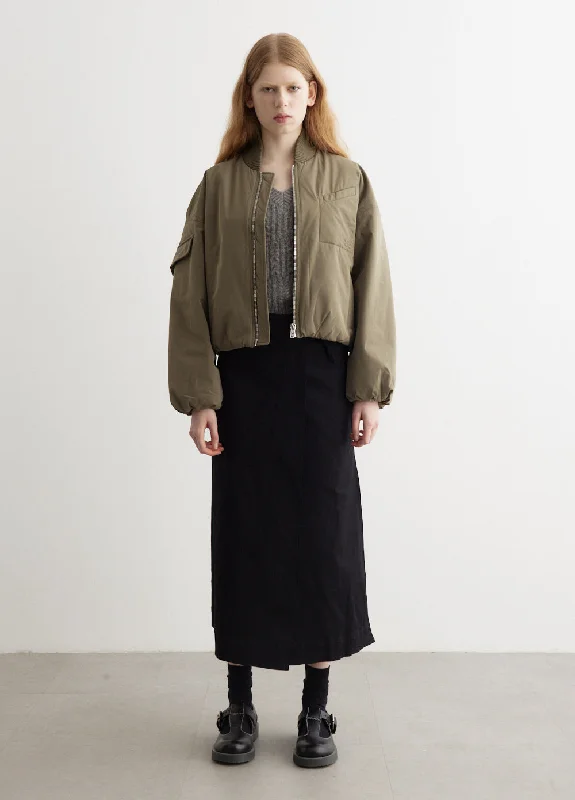 Fashion Style Light Twill Oversized Short Bomber Jacket
