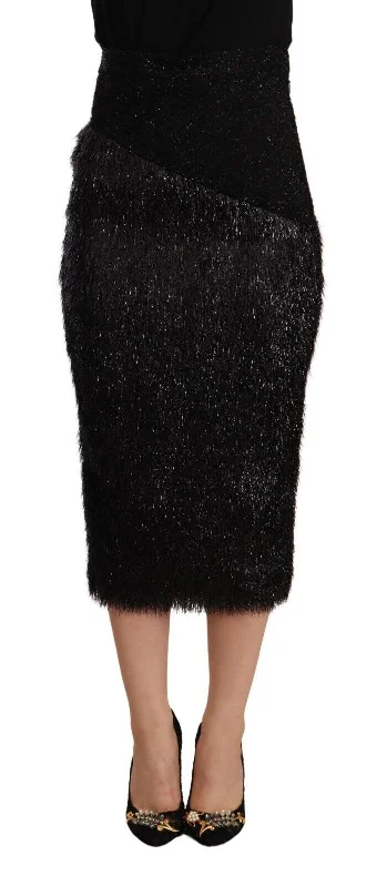 Stretch Design Masha Ma  Tinsel High Waist Pencil Midi Viscose Women's Skirt