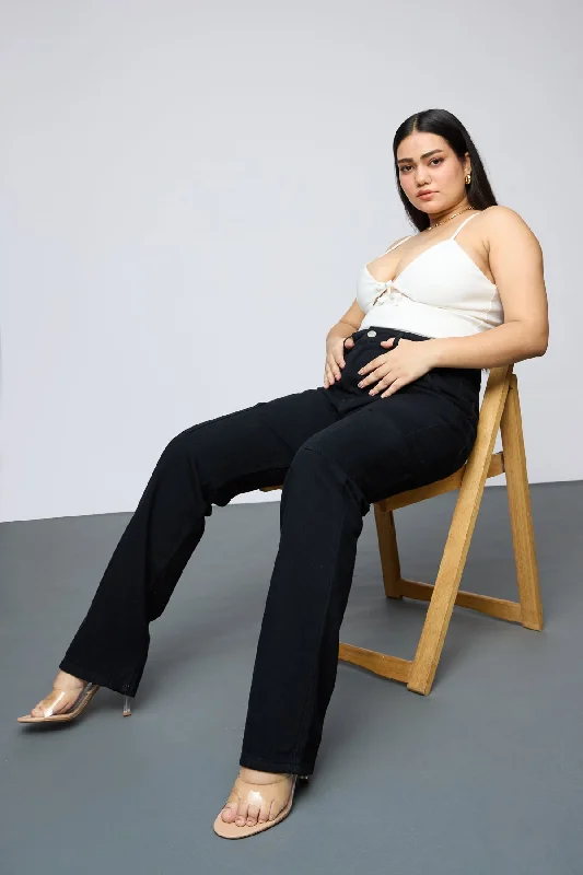 Minimal Style Midnight Luxe Curve Cargo Jeans