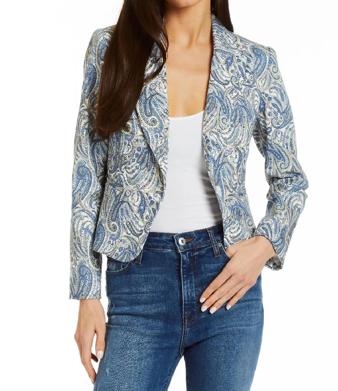 Goddess Style Milo Paisley Blazer In Bluebird