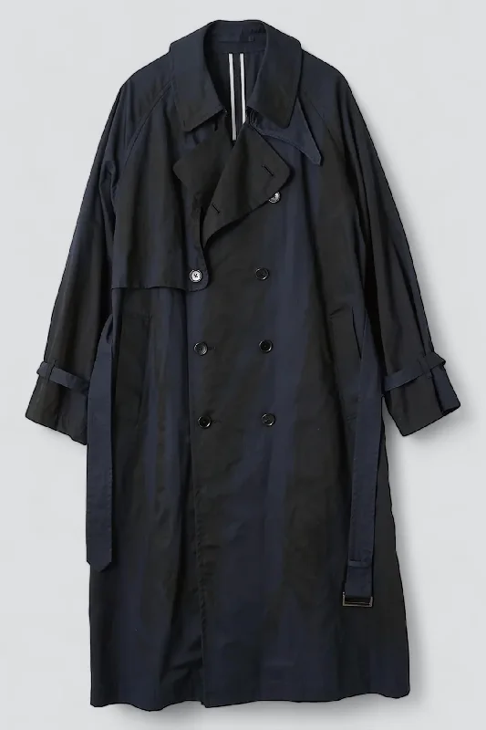 Exclusive Customization Navy Spray Printed Trench Coat