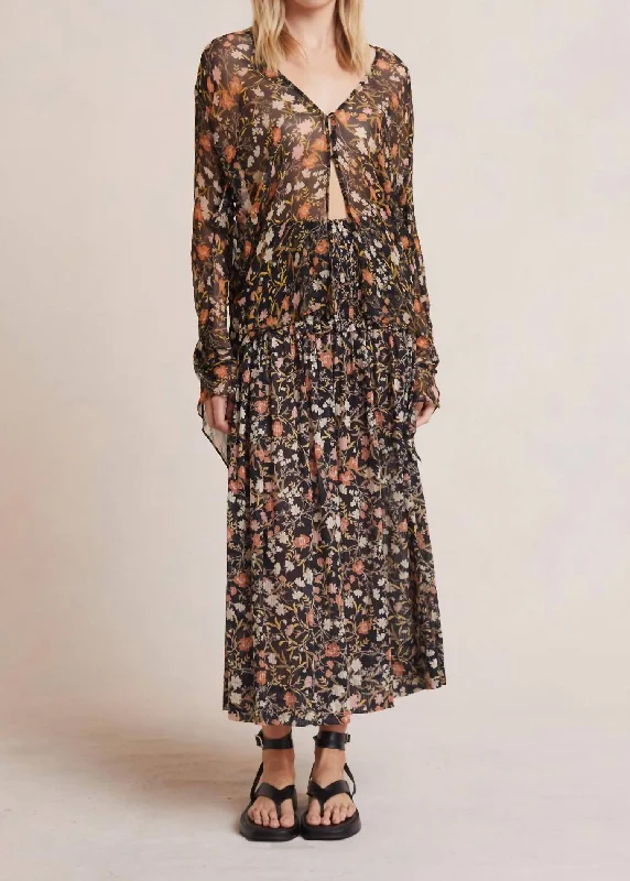 Fashion Design Nightshade Midi Skirt In Print