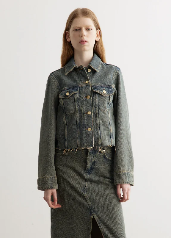 Feminine Charm Overdyed Heavy Denim Jacket