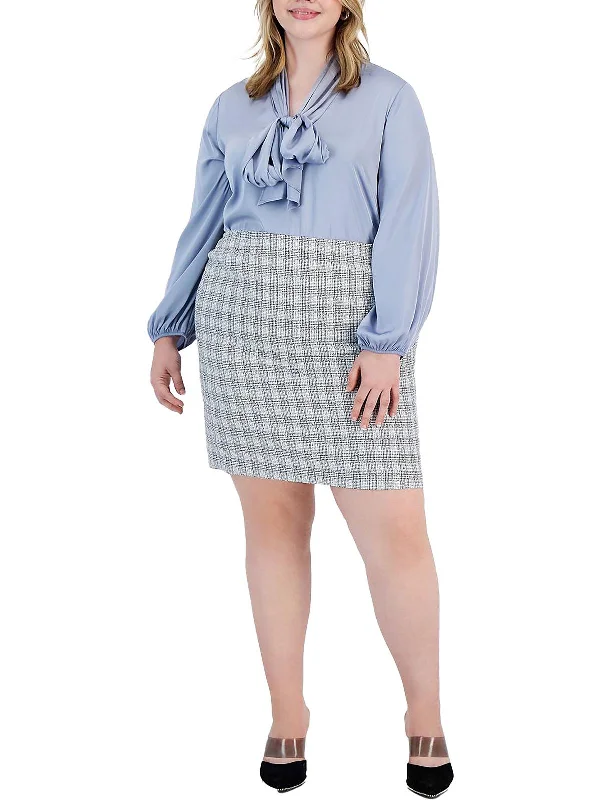 Sports Fashion Plus Womens Tweed Business Pencil Skirt