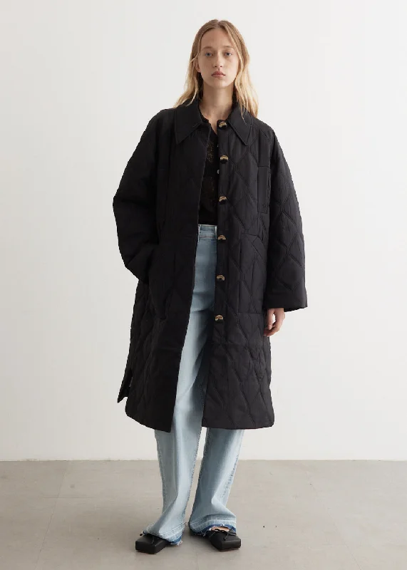 Comfortable And Versatile Quilt Raglan Midi Coat