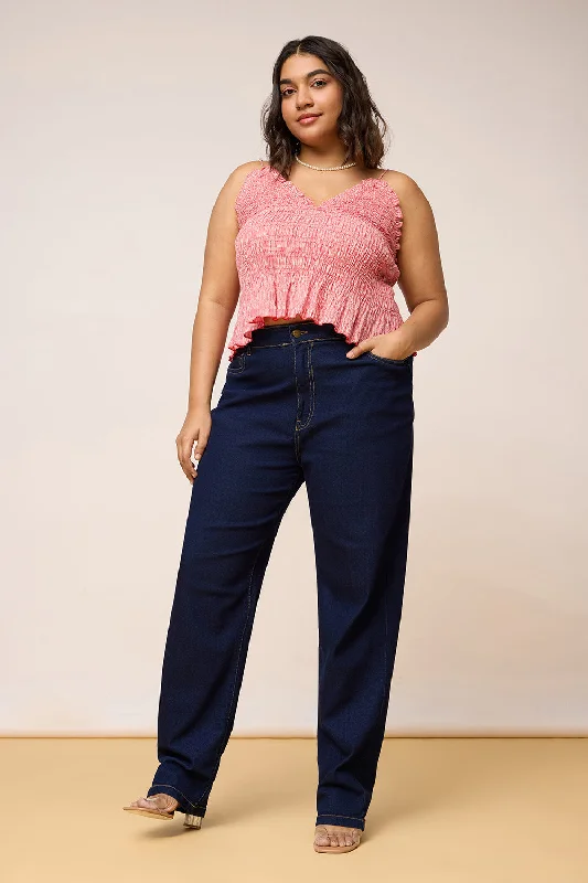 Elegant And Charming Curve Deep Blue Raw Denim Regular Fit Jeans