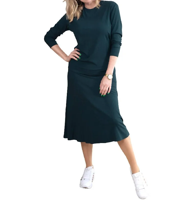 Elegant Design Ribbed A-Line Skirt In Jade