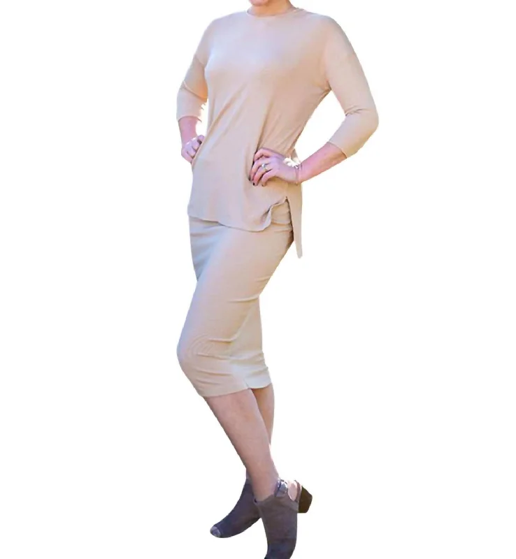 Personalized Wear Ribbed Skirt In Camel