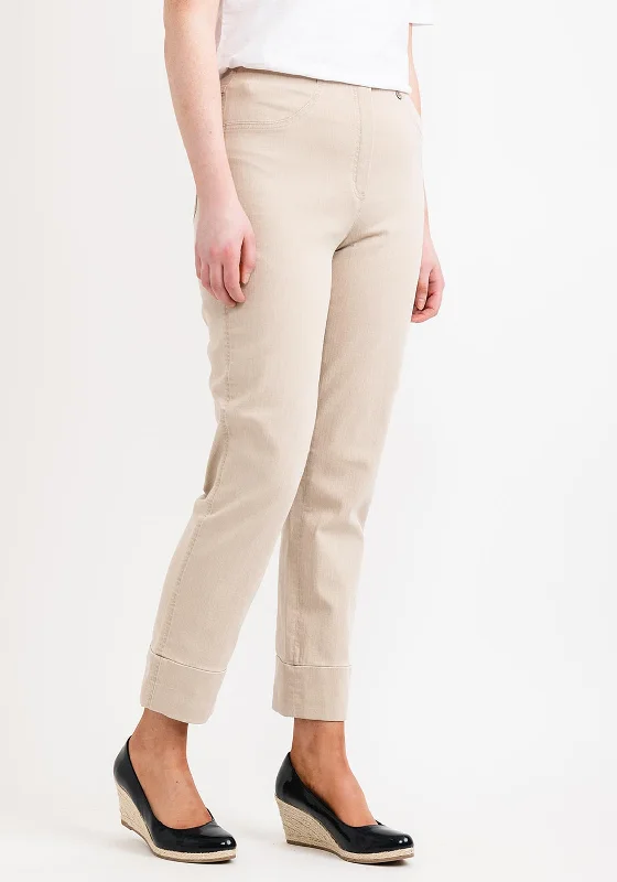 Casual And Comfortable Robell Bella 09 Ankle Grazer Denim Look Trousers, Beige