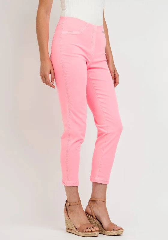 Feminine Charm Robell Bella 09 Slim Fit Crop Jeans, Neon Pink