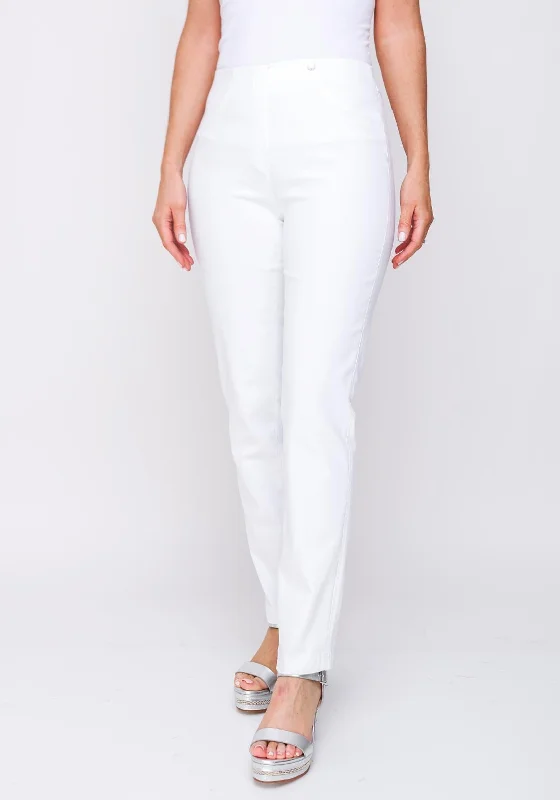 Embroidery Design Robell Bella Stretch Denim Jeans, White
