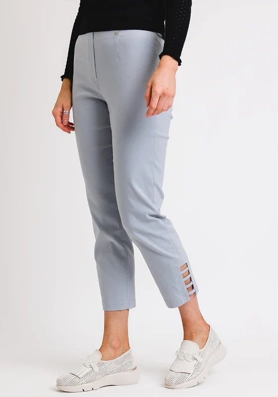 Exquisite Embroidery Robell Lena 09 Slim Fit Stretch Ankle Grazer Trousers, Grey