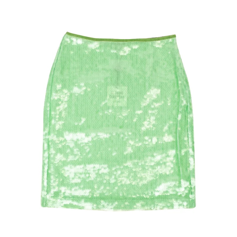 Practical Style Sage Green Polyester Paillette Mini Skirt