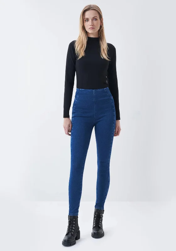 Fashionable And Fashionable Salsa High Waist Jeggings, Blue Denim