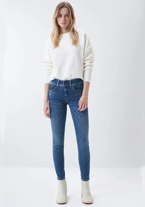 Goddess Style Salsa Push In Secret Ribbon Pocket Skinny Jeans, Denim Blue