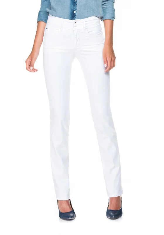 Feminine Charm Salsa Secret High Waist Straight Leg Jeans, White