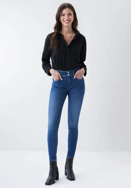 Youthful Street Fashion Salsa Secret Push in Skinny Jeans, Medium Blue Denim